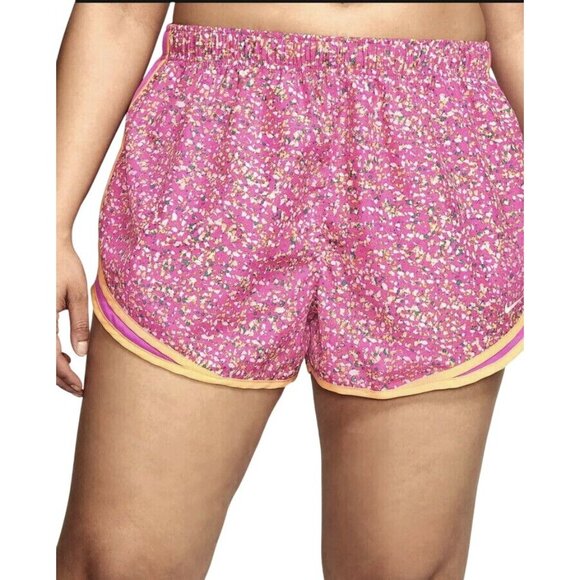 NIKE ICON CLASH TEMPO RUNNING SHORTS WOMEN'S PLUS DD2302-601 FIRE PINK/GOLD 1X - Picture 1 of 12